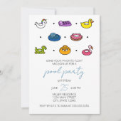 Pool Rafting Icons Pool Party Einladung (Vorderseite)