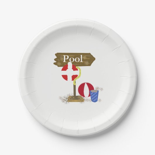 Pool Schild Pappteller (Vorderseite)