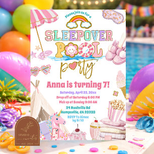 Pool-Schlafparty-Patch-Party-Geburtstags-Einladung Einladung