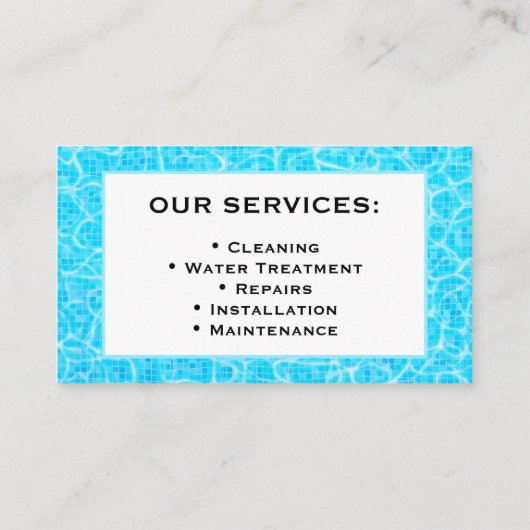 Pool Service Business Card Template Visitenkarte (Rückseite)