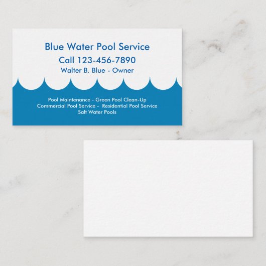 Pool Service Business Card Visitenkarte (Vorne/Hinten)