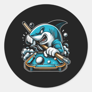 Pool Shark Funny Pool Player Billiard 8- Runder Aufkleber