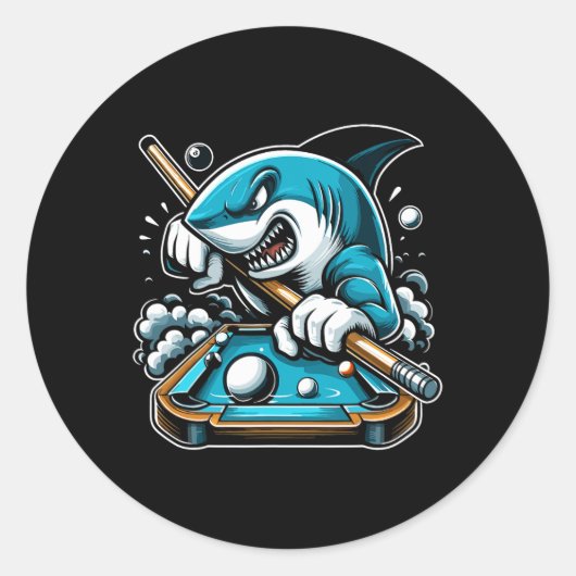 Pool Shark Funny Pool Player Billiard 8- Runder Aufkleber (Vorderseite)