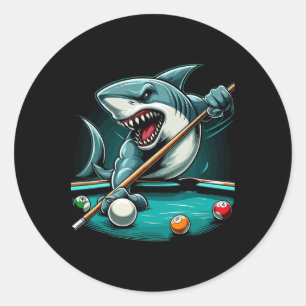 Pool Shark Funny Pool Player Billiard 8- Runder Aufkleber