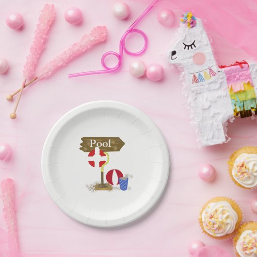 Pool Sign Pappteller (Party)