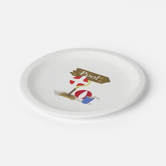 Pool Sign Pappteller (Schrägansicht)