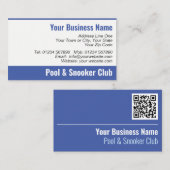Pool & Snooker Club QR Code Business Card Visitenkarte (Vorne/Hinten)