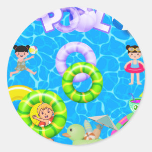 Pool-Spaß und Spiel Geburtstag Runder Aufkleber