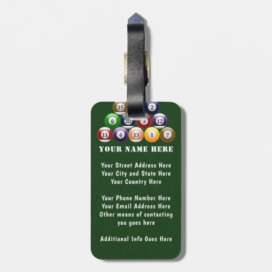 Pool-Spiel der Gepäckanhänger (Rückseite vertikal)