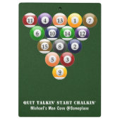 Pool-Spiel der Klemmbrett (Rückseite)