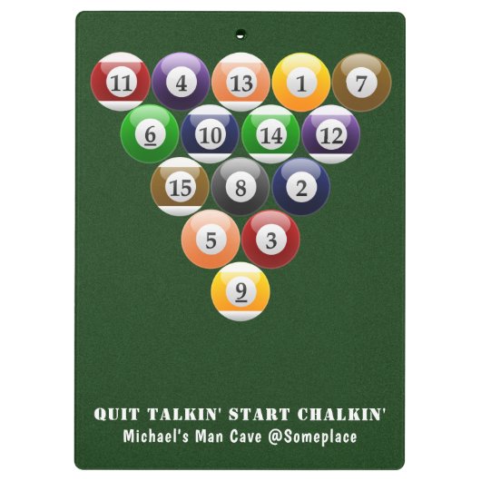 Pool-Spiel der Klemmbrett (Rückseite)