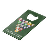 Pool-Spiel der Kreditkartenflaschenöffner (Rückseite Schrägansicht)