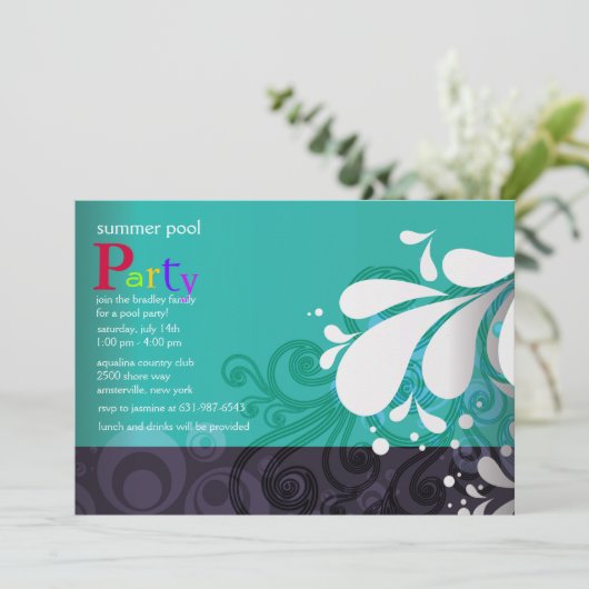 Pool-Spritzen-Einladung Einladung (Stehend Vorderseite)