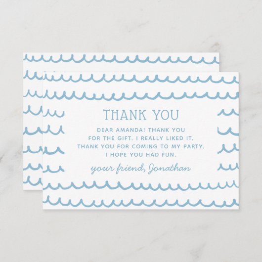 Pool & Strand Wassersportaktivitäten | Kindergebur Dankeskarte (Vorne/Hinten)