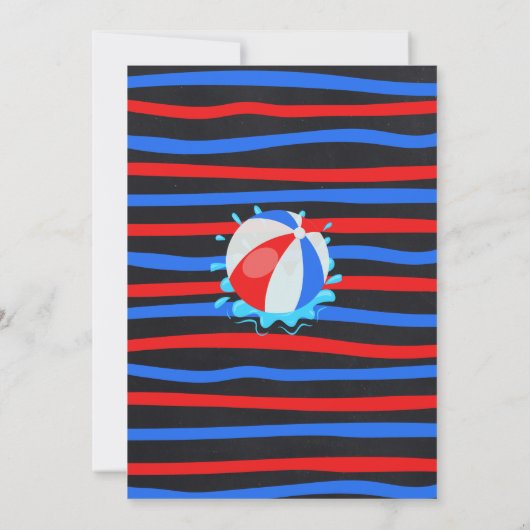 Pool Summer Birthday Bash Red White Blue Party Einladung (Rückseite)