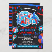 Pool Summer Birthday Bash Red White Blue Party Einladung (Vorne/Hinten)