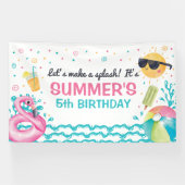 Pool summer birthday party banner backdrop (Horizontal)