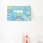 Pool summer neon vibes birthday party banner (InSitu)