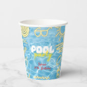 Pool summer neon vibes birthday party pappbecher (Vorderseite)