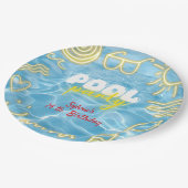 Pool summer neon vibes birthday party pappteller (Schrägansicht)