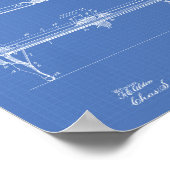 Pool Table 1902 Patent Art - Blueprint Poster (Ecke)