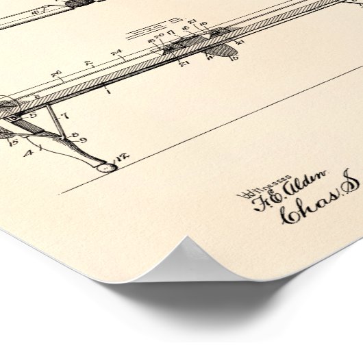 Pool Table 1902 Patent Art - Old Peper Poster (Ecke)