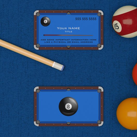 Pool Table Blue Business Card Visitenkarte