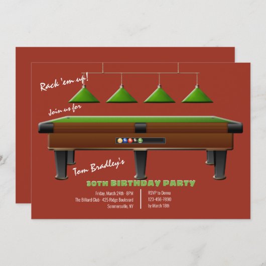 Pool Table Einladung (Vorne/Hinten)