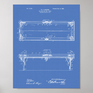 Pool Tisch 1902 Patentzeichnung - Blaupause Poster