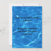 Pool-Wasser Klare Pool-Geburtstagsfeier Einladung (Rückseite)