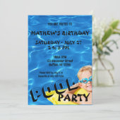 Pool Water Clear Pool Birthday Party Invitation Einladung (Stehend Vorderseite)