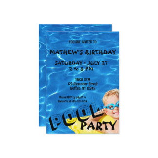 Pool Water Clear Pool Birthday Party Invitation Einladung