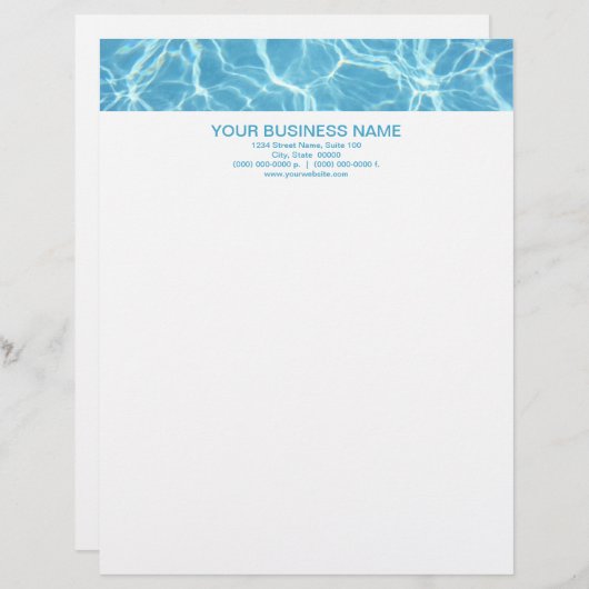 Pool Water Letterhead Briefbogen (Vorne/Hinten)