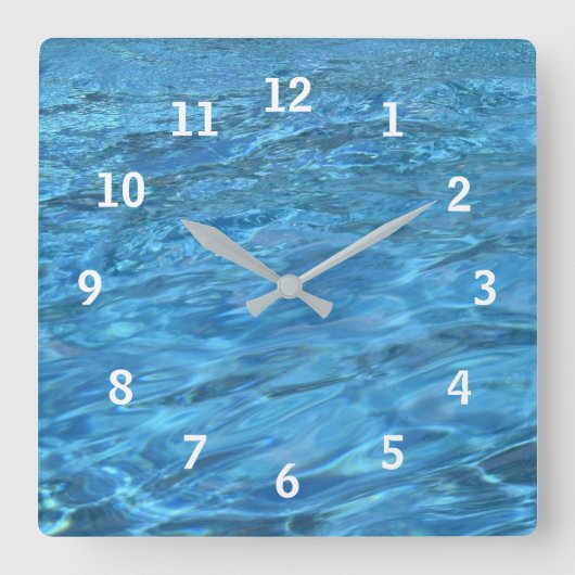 Pool Waters Wall Clock Quadratische Wanduhr (Vorderseite)