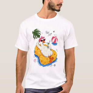 Pool-Zeit-Lustige Ente mit Sonnenbrille & Cocktail T-Shirt