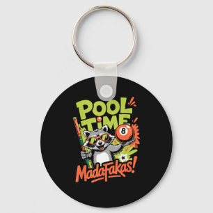 Pool-Zeit Madafakas lustiger Waschbär-Billardspiel Schlüsselanhänger