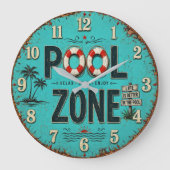 Pool Zone Vintage Poolside Große Wanduhr (Vorderseite)