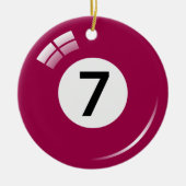 Poolballverzierung der Nr. sieben - Doppeltes Keramik Ornament (Vorne)