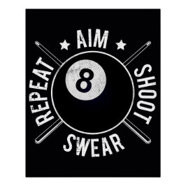 Poolbillardspieler Ziel Schießen Wiederholen 8 Bal Poster