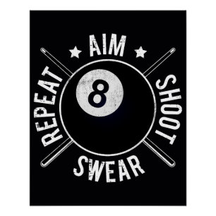 Poolbillardspieler Ziel Schießen Wiederholen 8 Bal Poster