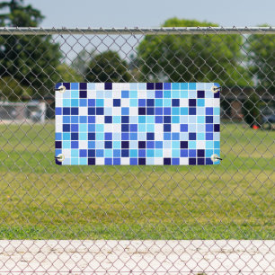 Poolfliesen, Blaue Mosaikfliesen, Geometrisches Mu Banner