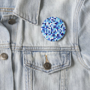 Poolfliesen, Blaue Mosaikfliesen, Geometrisches Mu Button