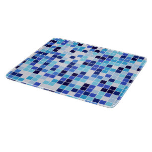 Poolfliesen, blaue Mosaikfliesen, geometrisches Mu Schneidebrett