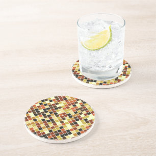 Poolfliesen, braune Mosaikfliesen, geometrisches M Getränkeuntersetzer