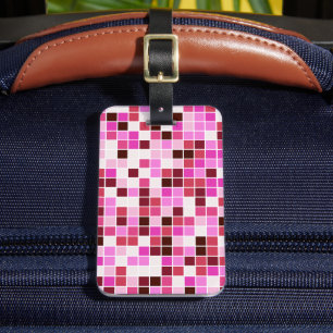 Poolfliesen, rosa Mosaikfliesen, geometrisches Mus Gepäckanhänger