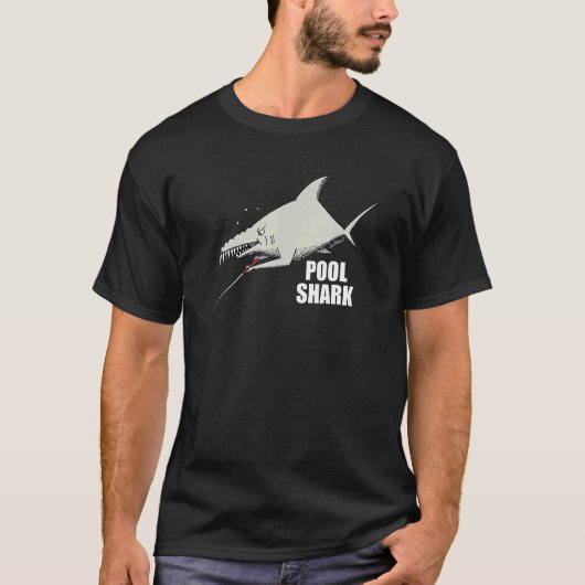 Poolhai Billard Design Für Poolspieler T-Shirt (Vorderseite)