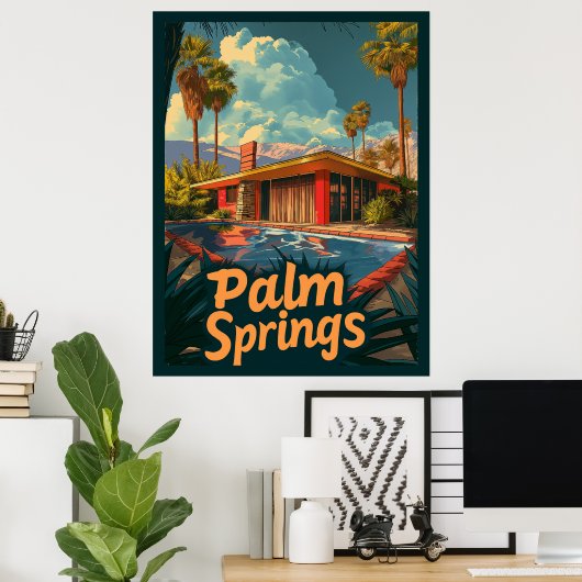 Poolparadies: Ein Retro-Palmsprings Poster (Heimbüro)