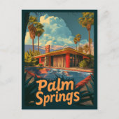 Poolparadies: Ein Retro-Palmsprings Postkarte (Vorderseite)