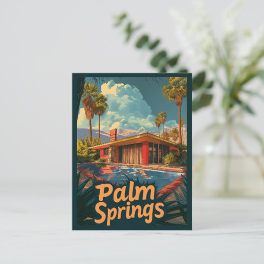 Poolparadies: Ein Retro-Palmsprings Postkarte (Stehend Vorderseite)