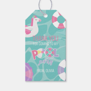 Poolparty-Einhorn Rosa Dankeschön-Geschenk Geschenkanhänger
